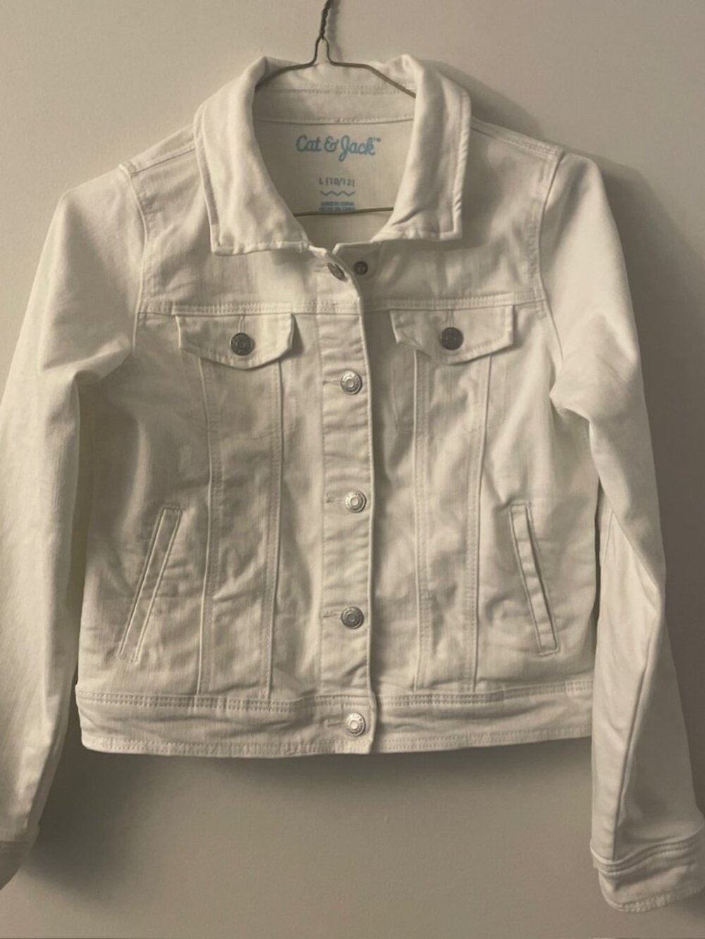Cat And Jack Girl's White Denim Jacket Size L 10/12